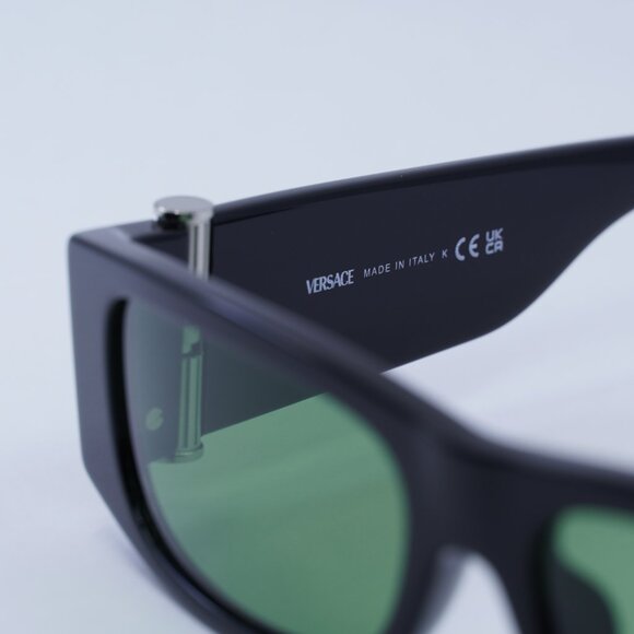 Versace VE4476U GB1/2 Sunglasses Black Rectangle Frame, Green Lenses